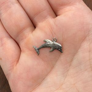 Vintage 925 Sterling Silver Dolphin Ocean Beach Pendant Bracelet Charm